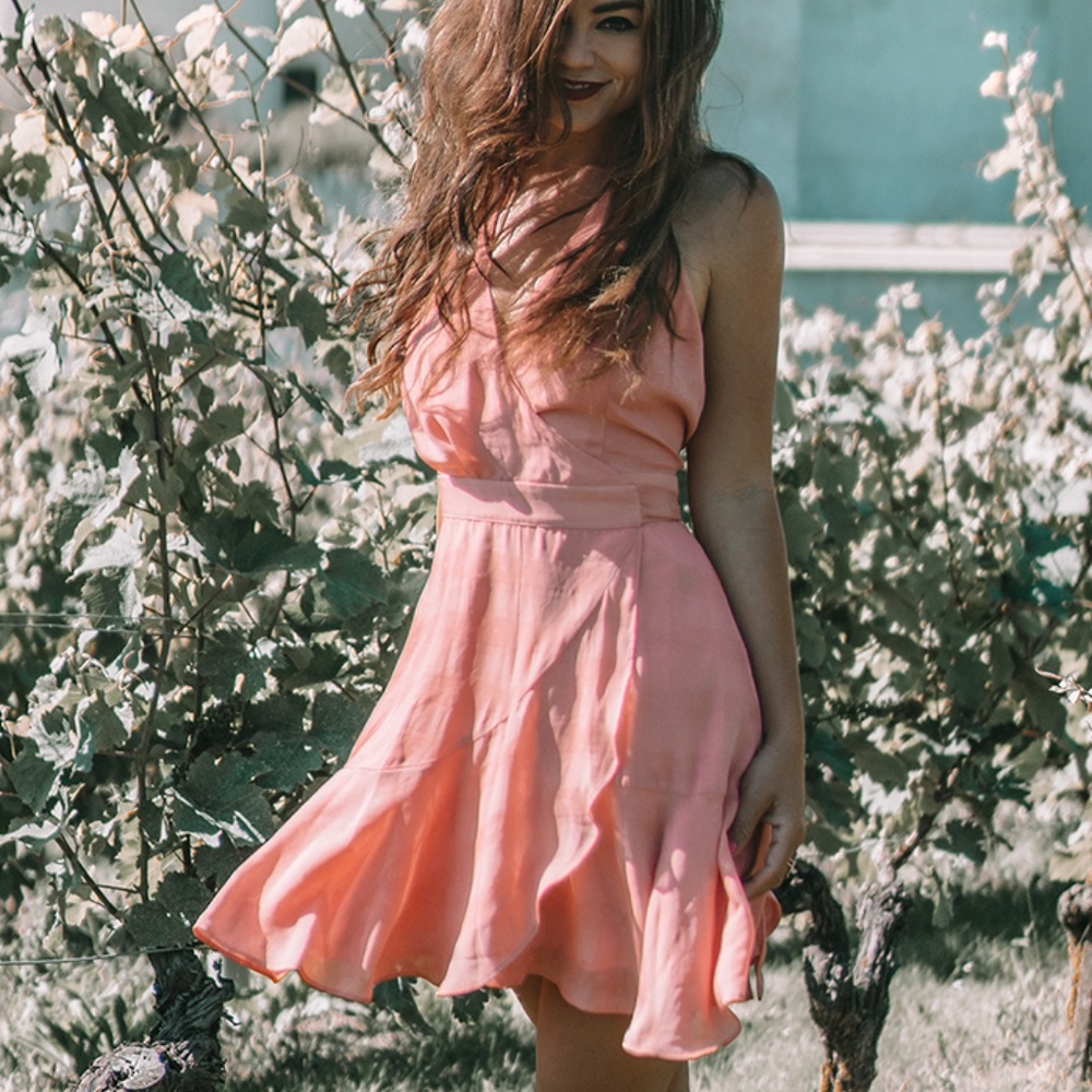 Finders Coral Pink Sumer Wrap Dress